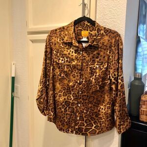 10p , ruby road, leopard print blouse 3/4 sleeve